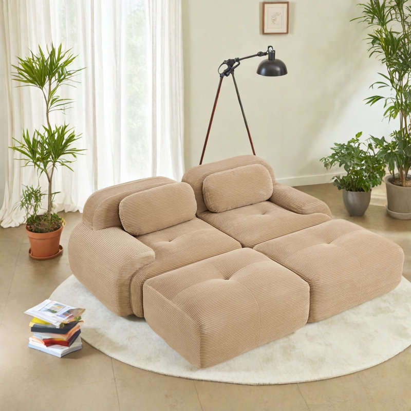 Canapé modulaire Premium en velours côtelé 2 places, conception ergonomique antidérapante pour la maison