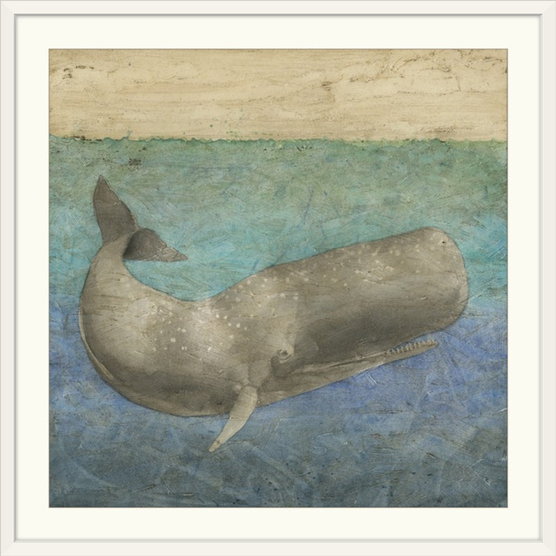 « ii » megan meagher, reproduction d’art Diving Whale, Cadre blanc, H 28 x l 28 po x P 1 po