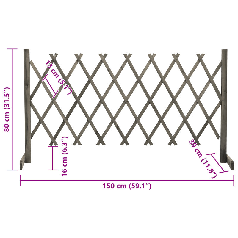 Broumov Wood Fence Panels, Grey, 80cm H x 150cm W