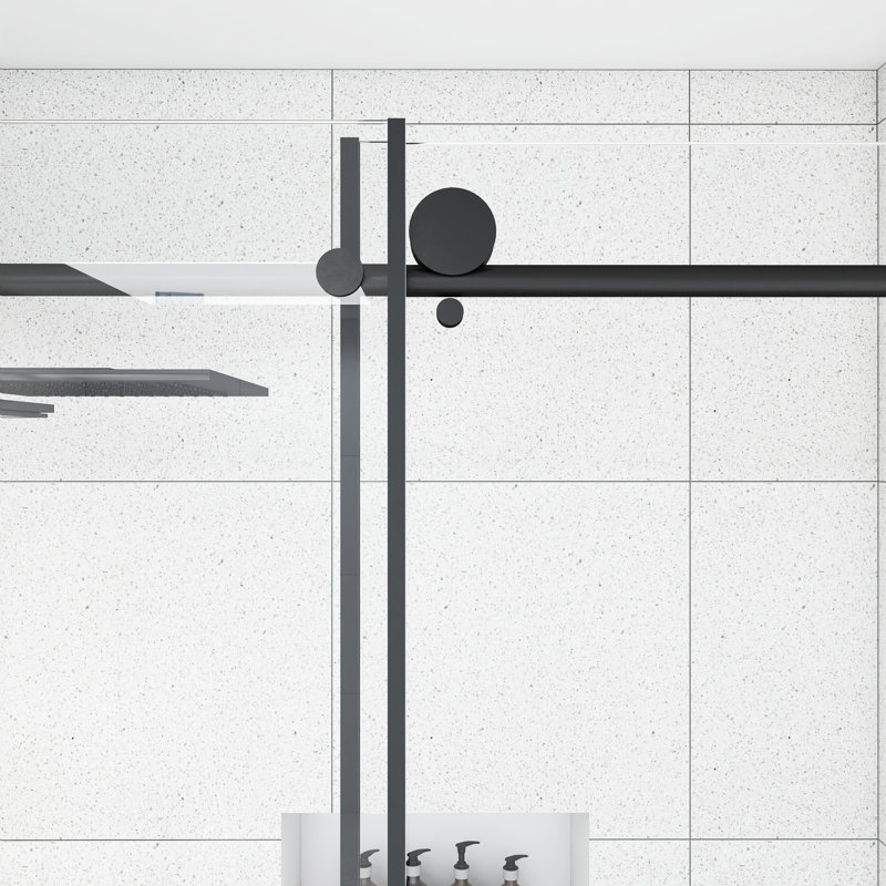 Porte de douche coulissante sans cadre de 56 po à l 60 po x H 60 po au fini noir mat