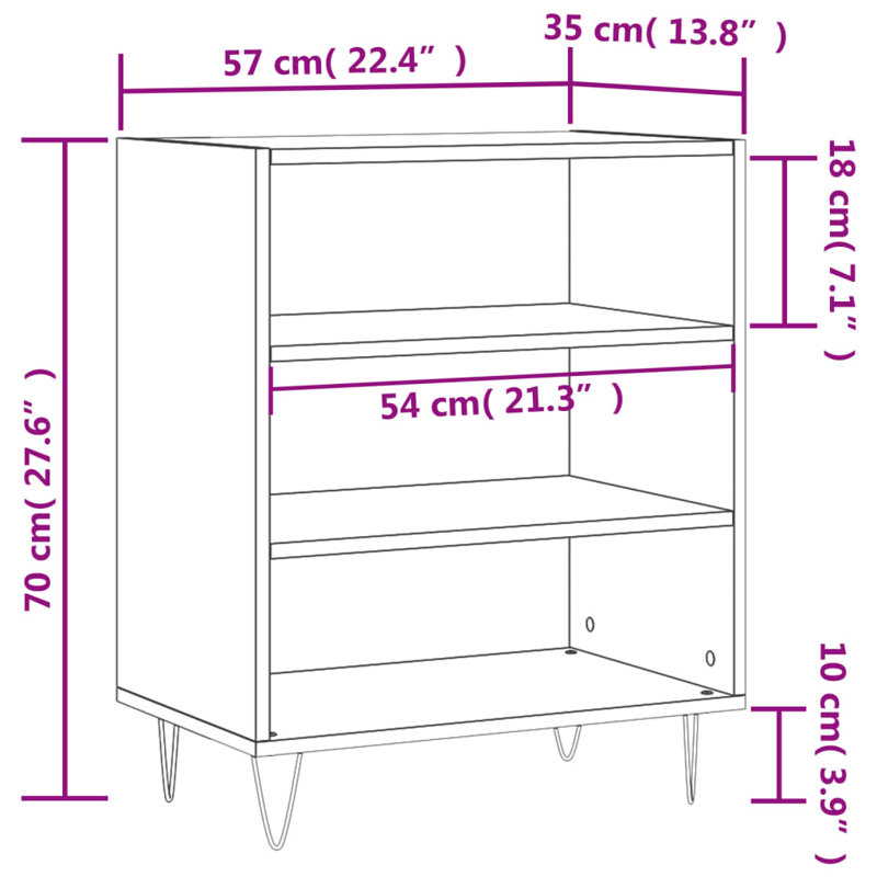 Aamanee 70cm H x 57cm W Standard Bookcase, High Gloss White