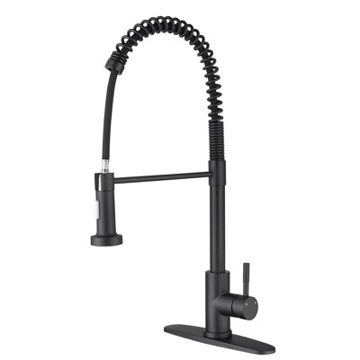 Robinet de cuisine extractible, noir mat, acier inoxydable, buse rotative à 360 ° pour un débit d'eau amélioré, de la corrosion et de la rouille, robinet noir à contrôle de température avec poignée rétractable