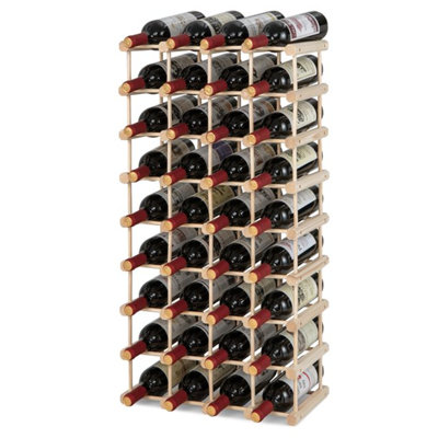 Aelyn 36 Bottle Solid Wood Floor Wine Bottle Rack in Natural