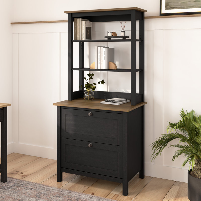Taneicia Storage Bookcase, Black/Brown