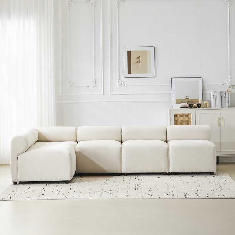 109 In.5-Piece L Shaped Modular Free Combination Sectional Sofa Couch For Living Rooms