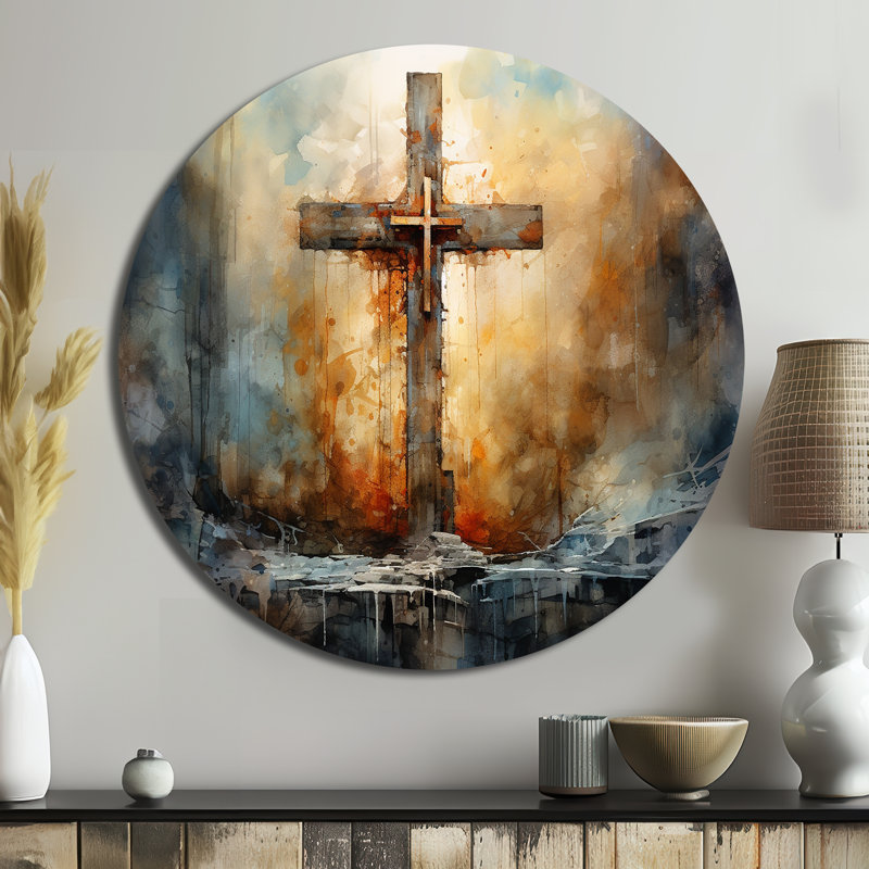 Cross A Powerful Symbol - Fantasy Round Metal Art, 36" H x 36" W