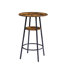 Ensemble bar et chaises marron rustique - Structure robuste en fer, plateaux en panneaux de particules, design ergonomique, assise confortable, repose-pieds en boucle, construction