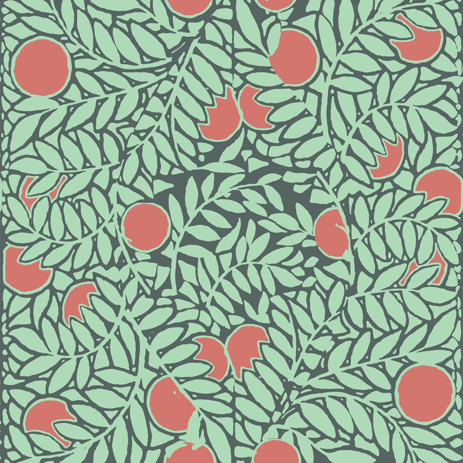 Signature Self-Adhesive Wallpaper, Mint Coral, Non-pasted, Paper