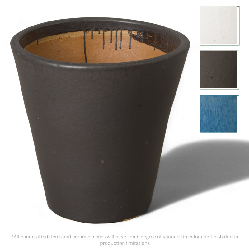 Lowden Handmade Ceramic Planter, 20" H x 20" W x 20" D, Matte Black