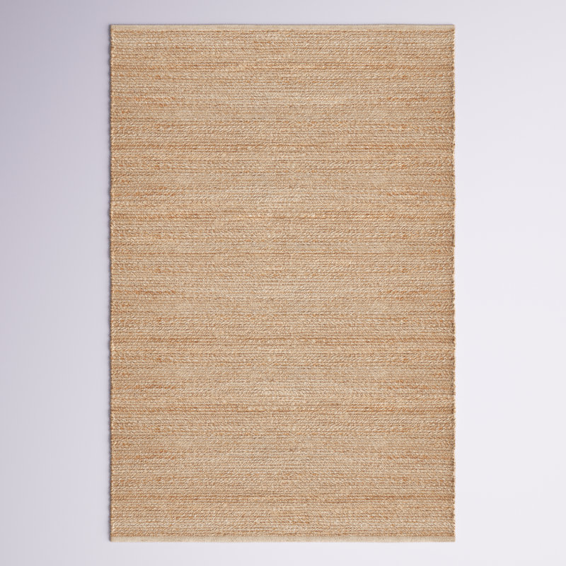Tapis tissé à plat de couleur unie Gerri, Rectangle 6 pi x 9 pi, Beige