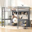 Lit mezzanine gris avec bureau, grande capacité de rangement et de chargement, armoires pleine grandeur, couleur de charge-121020314