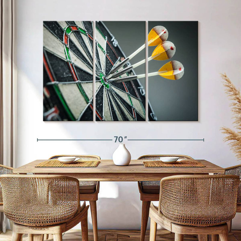 Three Bullseye Darts, 42" H x 65" W