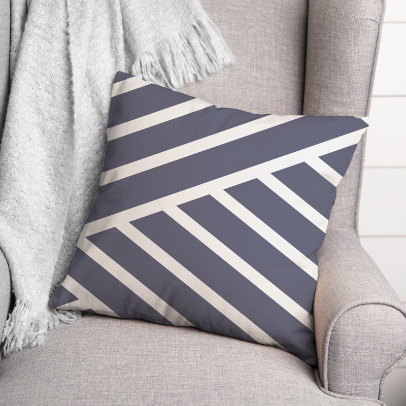 Housse et insert de coussin d'extérieur carré à rayures diagonales 5, 20 po x 20 po, Bleu