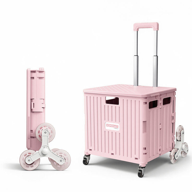 Chariot de magasinage à roulettes Viviendo 65L, rose