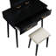 Commode de meuble-lavabo de luxe à finition noire avec miroir éclairé à DEL et tiroirs de rangement, avec tabouret rembourré-116127568