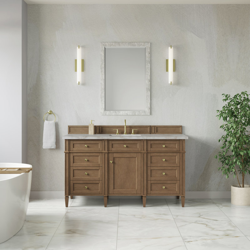 Meuble-lavabo simple 60 po Dussault, Argent victorien, 8 po, Pacane