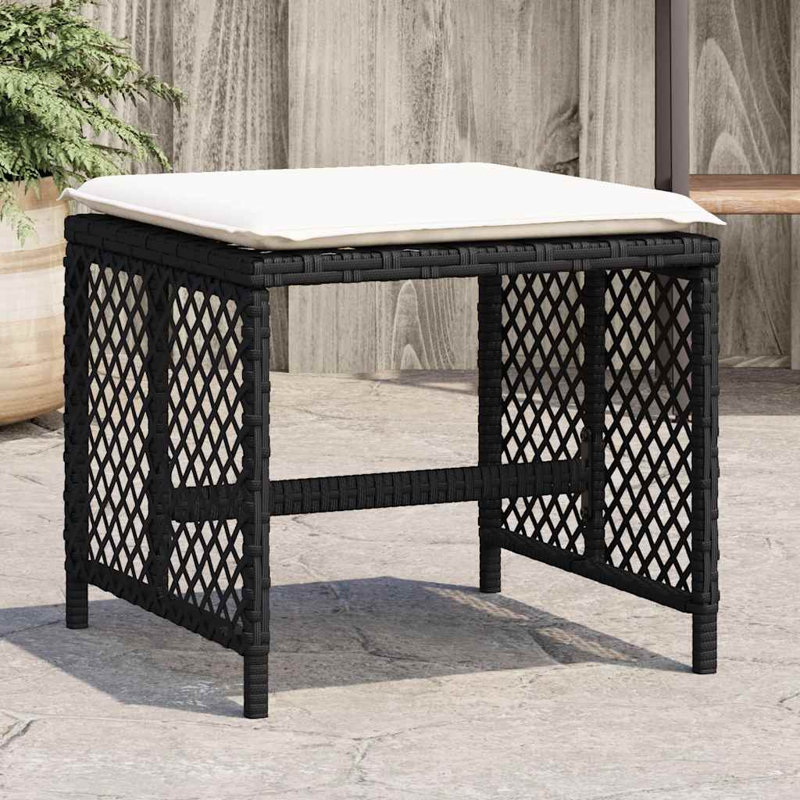 Outdoor Ottoman, Cream White, Black