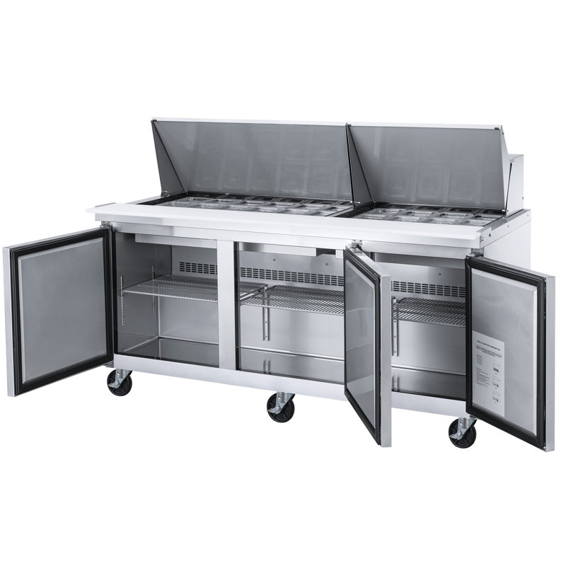 72.25" Stainless Steel 3-Door Commercial Food Prep Table