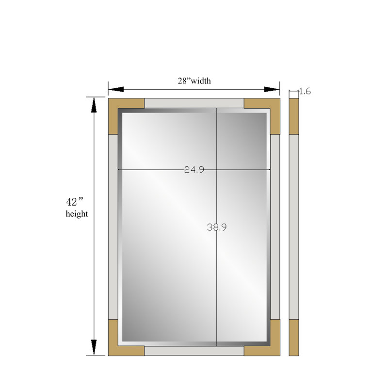Miroir mural - Argent / Or