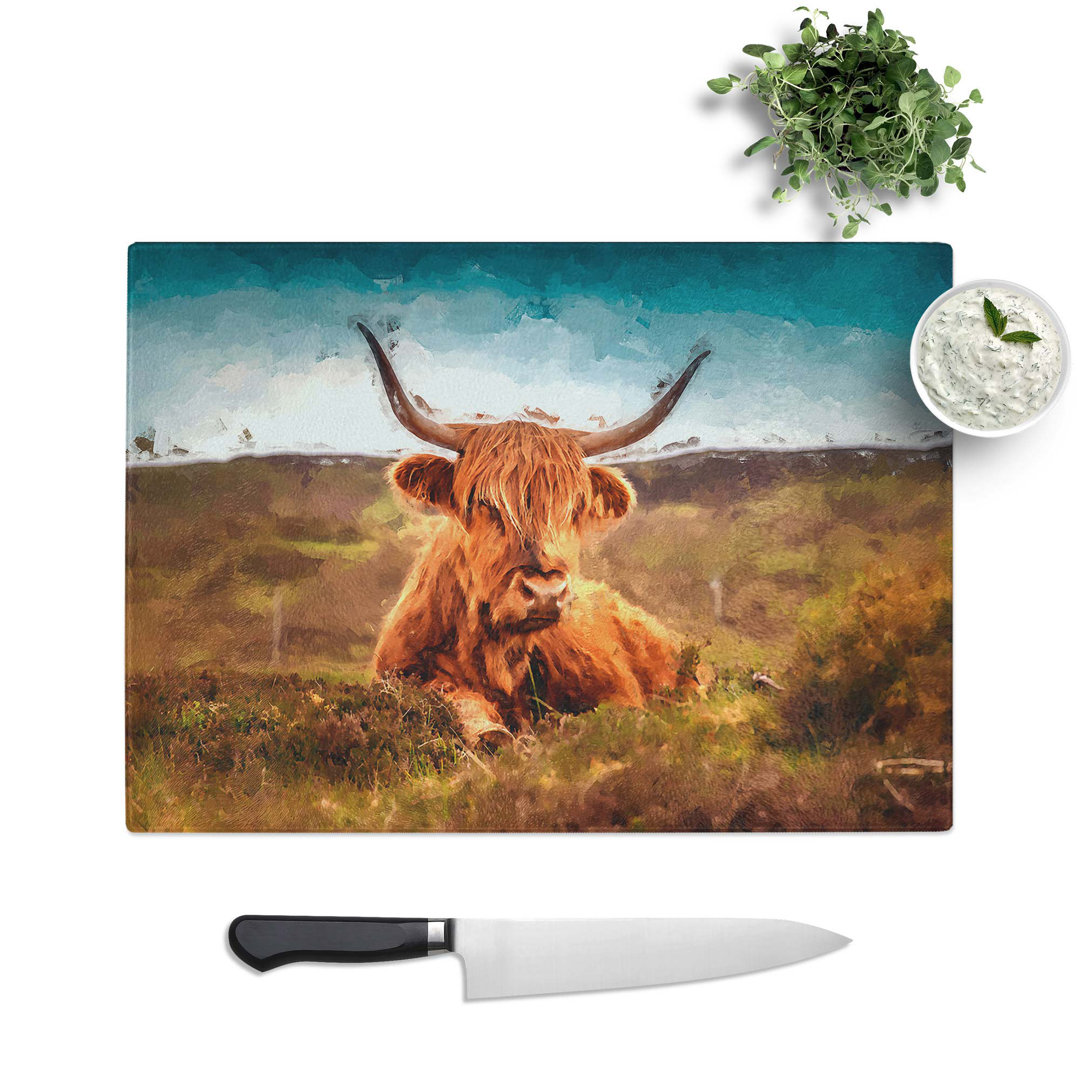 Tempered Glass a Resting Highland Cow Chopping Board