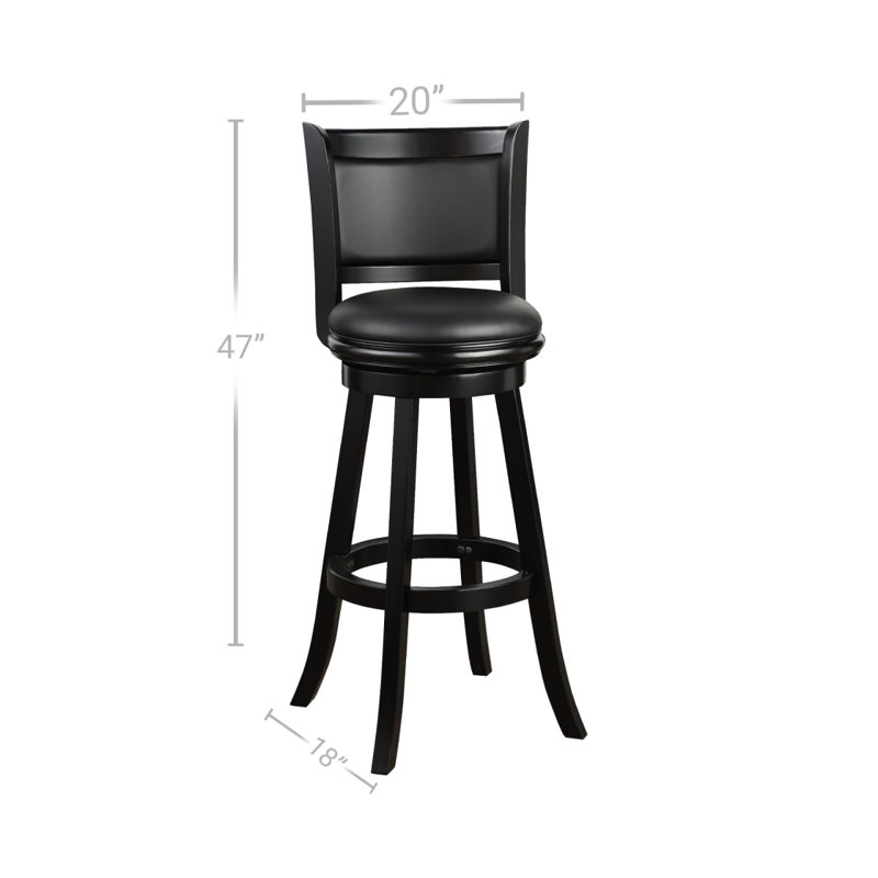 Tabouret de bar pivotant très haut Pio, 34 po, bois massif, similicuir