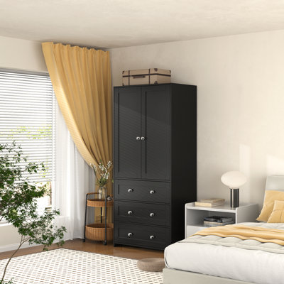 Garde-robe à 2 portes avec miroir et garde-robe à 3 tiroirs Sandrea