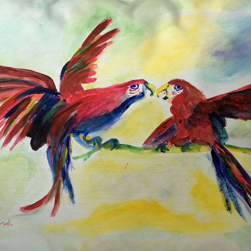 Coussin intérieur / extérieur Parrot Gossip, 11 po x 14 po