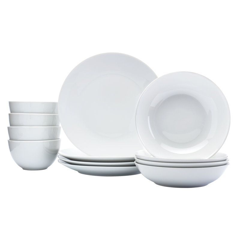 Denmark 12 Piece Porcelain China Dinnerware Set - Service for 4