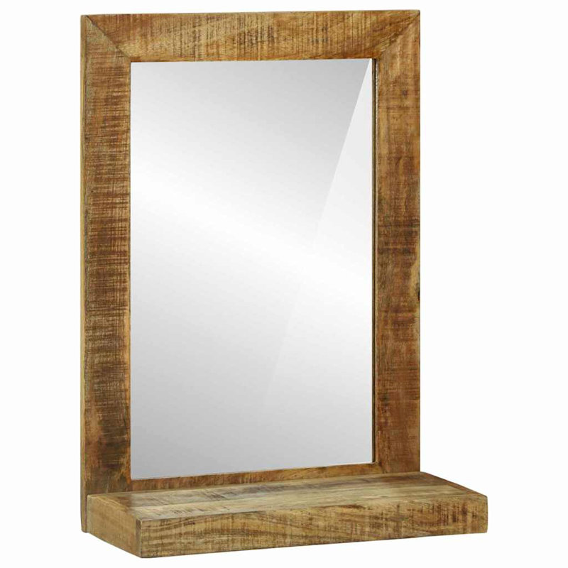 Solid Wood Rectangle Mirror, Brown Mango Wood