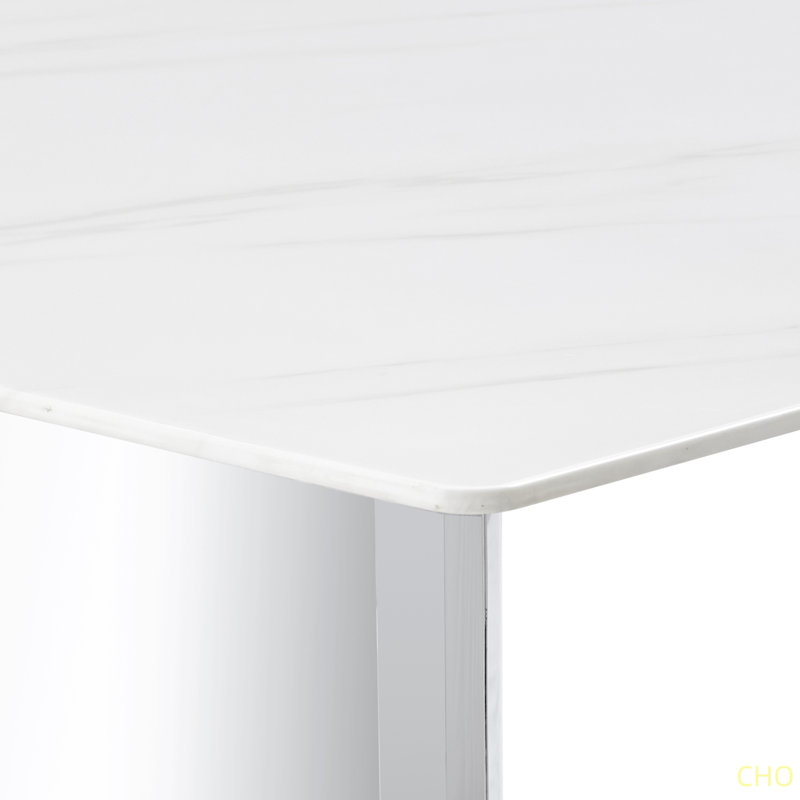 Table de salle à manger Modern, White/Silver