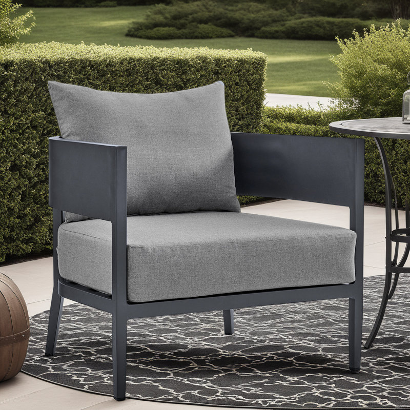 Chaise d'extérieur en aluminium gris foncé Lewan