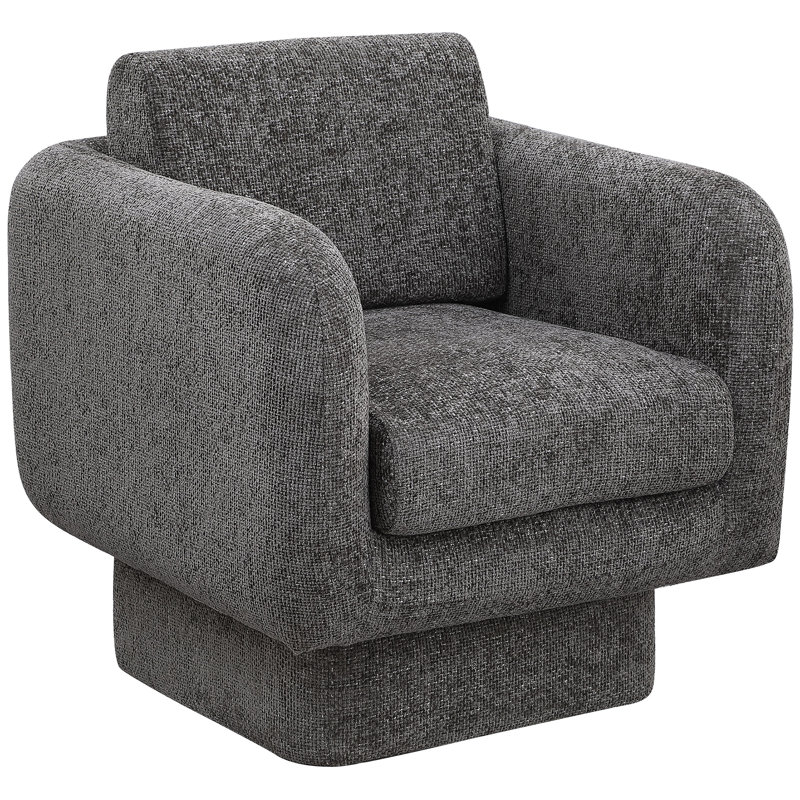 Alessandra Chenille Fabric Swivel Accent Chair, Grey Chenille Fabric