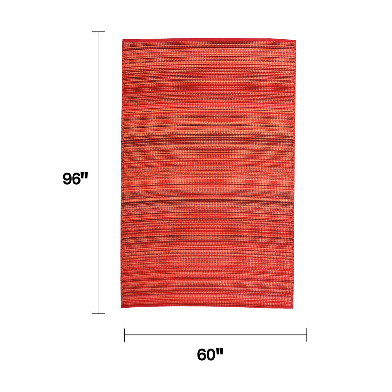 Outdoor Rug Plastic Straw Rug Waterproof Patio Amyree, Rectangle 5' x 8', Cancun - Sunset