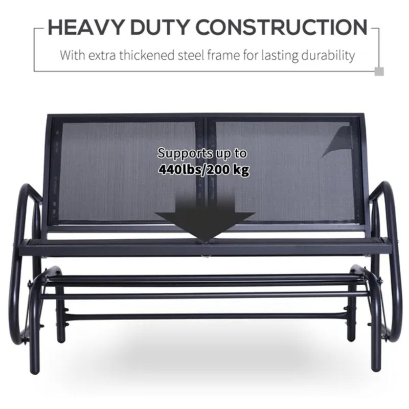 Banc oscillant noir 2 places