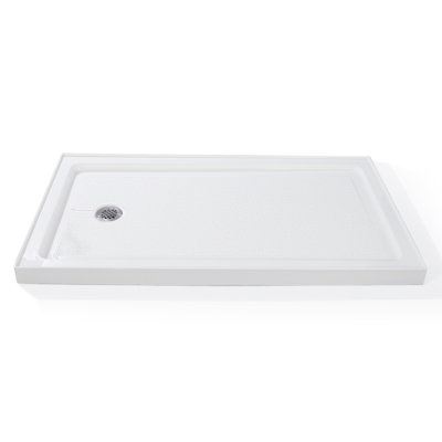60" x 32" Shower Base with 304 Stainless Steel Drain – Anti-Slip Textured Resin Shower Pan, Clog-Free Strainer, Reinforced Durability, 3.5" Low Profile, Pre-Connected Kit for Easy Install