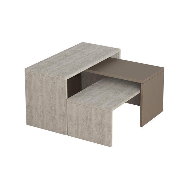 Paris 3 Piece Nest of Coffee Tables Set, White/Light Mocha
