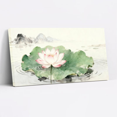 Fleur de lotus et nénuphar, reproduction d'art sur toile tendue sur toile, ensemble de 1