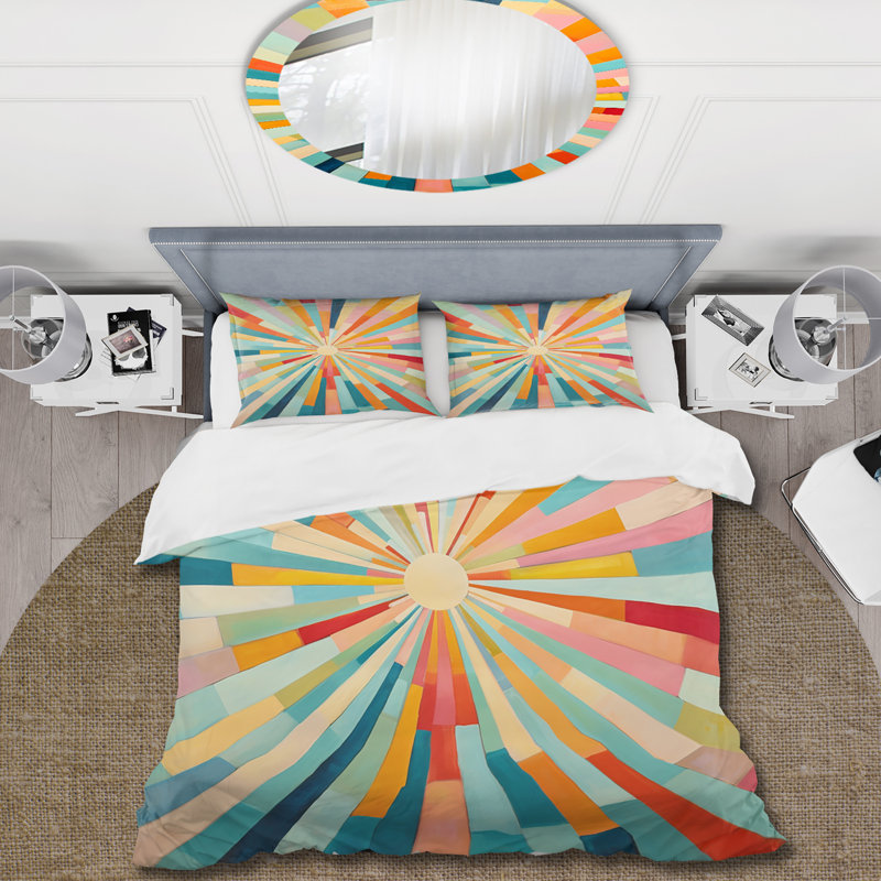 Ensemble de housse de couette coloré Mid Century, Housse de couette très grand et 2 très grandes t