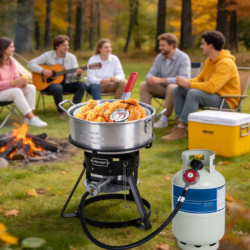 Ensemble de friteuse à poisson au propane 10 pte, friteuse d'extérieur avec pot en aluminium, support en acier et régulateur