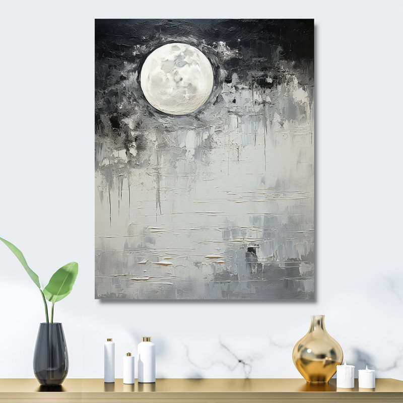 Minimalisme gris lune surface 1 - tachisme, art mural en métal, H 20 po x l 12 po x P 1 po