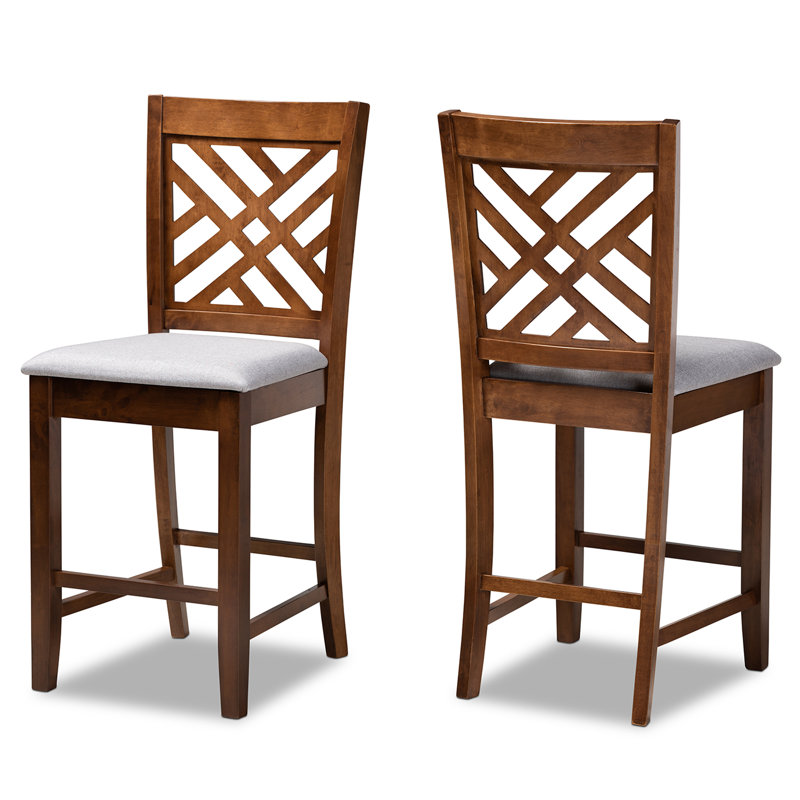 Karmisha Gray Fabric and Brown Solid Wood Chair, 42.52'' H X 18.31'' W X 20.28'' D