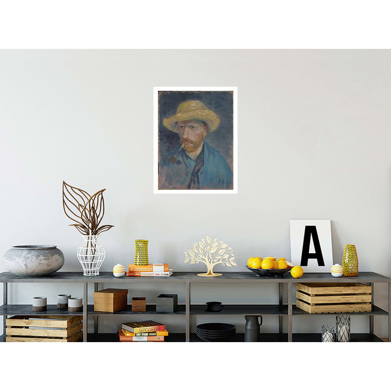 Autoportrait avec chapeau de paille et tuyau par Vincent van Gogh - Impression giclée, H 28 po x l 22 po