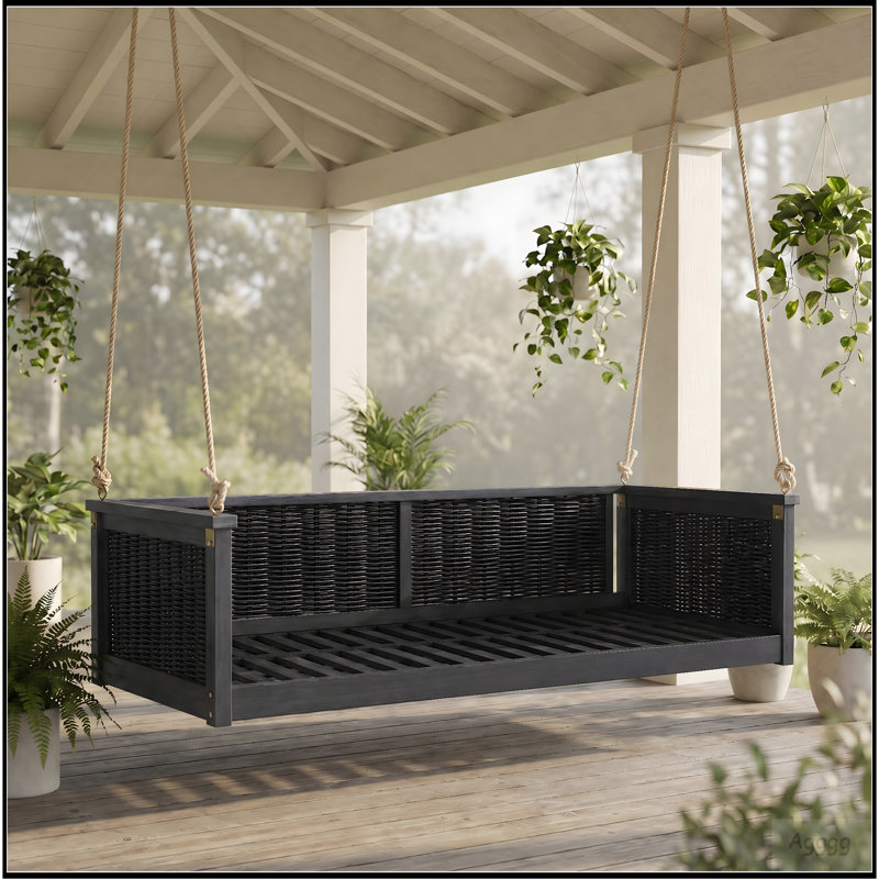 Lit à balançoire simple en bois massif pour l'extérieur TopMAX, Noir
