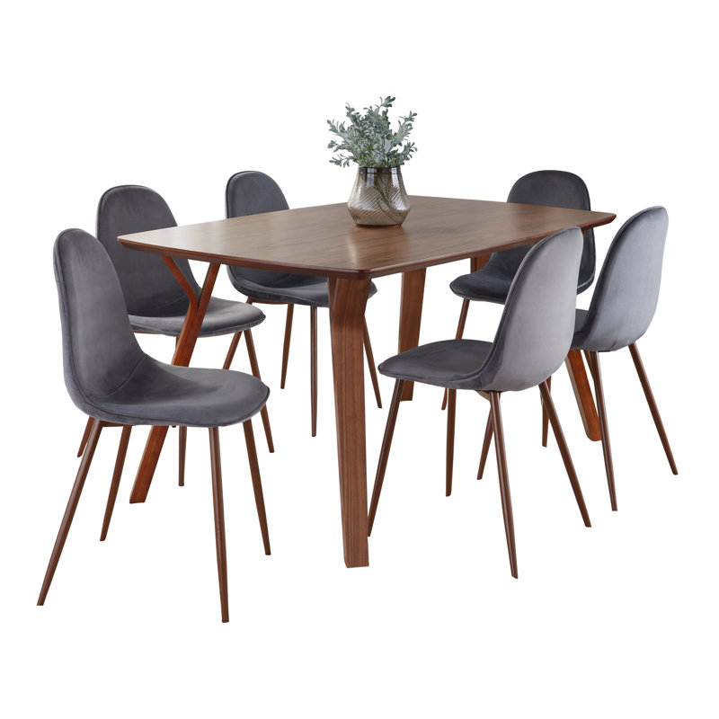 Folia 6 - Person Four Leg Dining Set, Gray