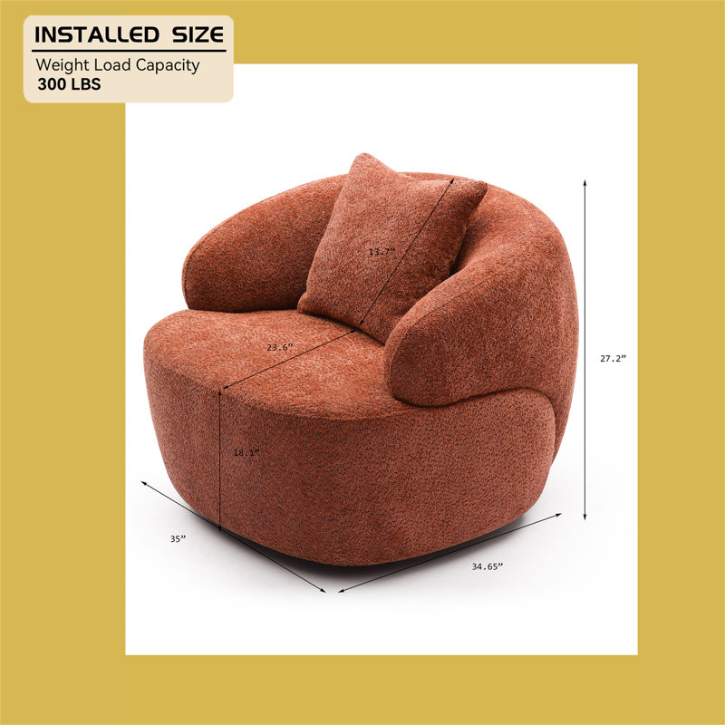 Fauteuil rembourré pivotant, Boucle orange