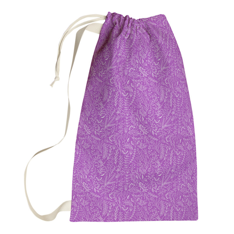 Leffel Fabric Laundry Bag with Handles, Small ( 64" H x 20" W x 1.5" D), Light Purple