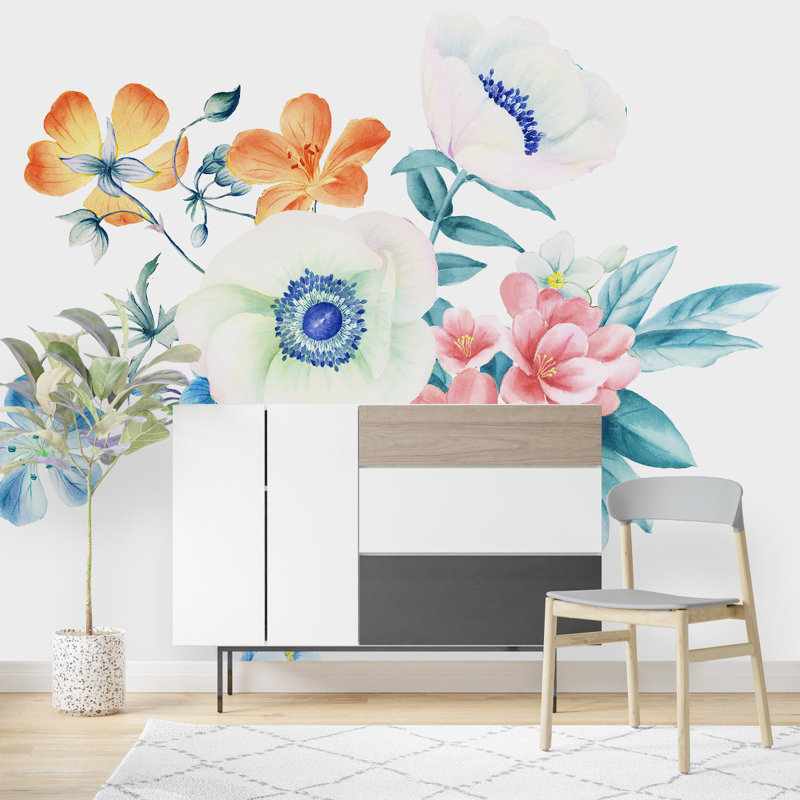 Peel & Stick Floral Wall Mural, 8.33' W x 8.33' L