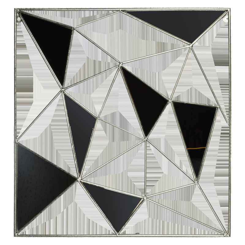 Geometric Black Art Metal Wall Décor - 25" x 26" - Silver Frame