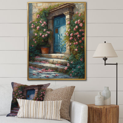 Porte de jardin bleue et rose Robertina III sur toile