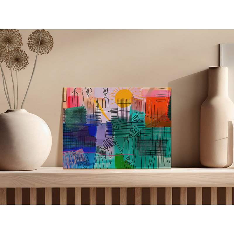 Abstract Cityscape Wall Art, Modern Home Decor, Canvas Print, Geometric Shapes, Sunshine Artwork, Available in Multiple Sizes